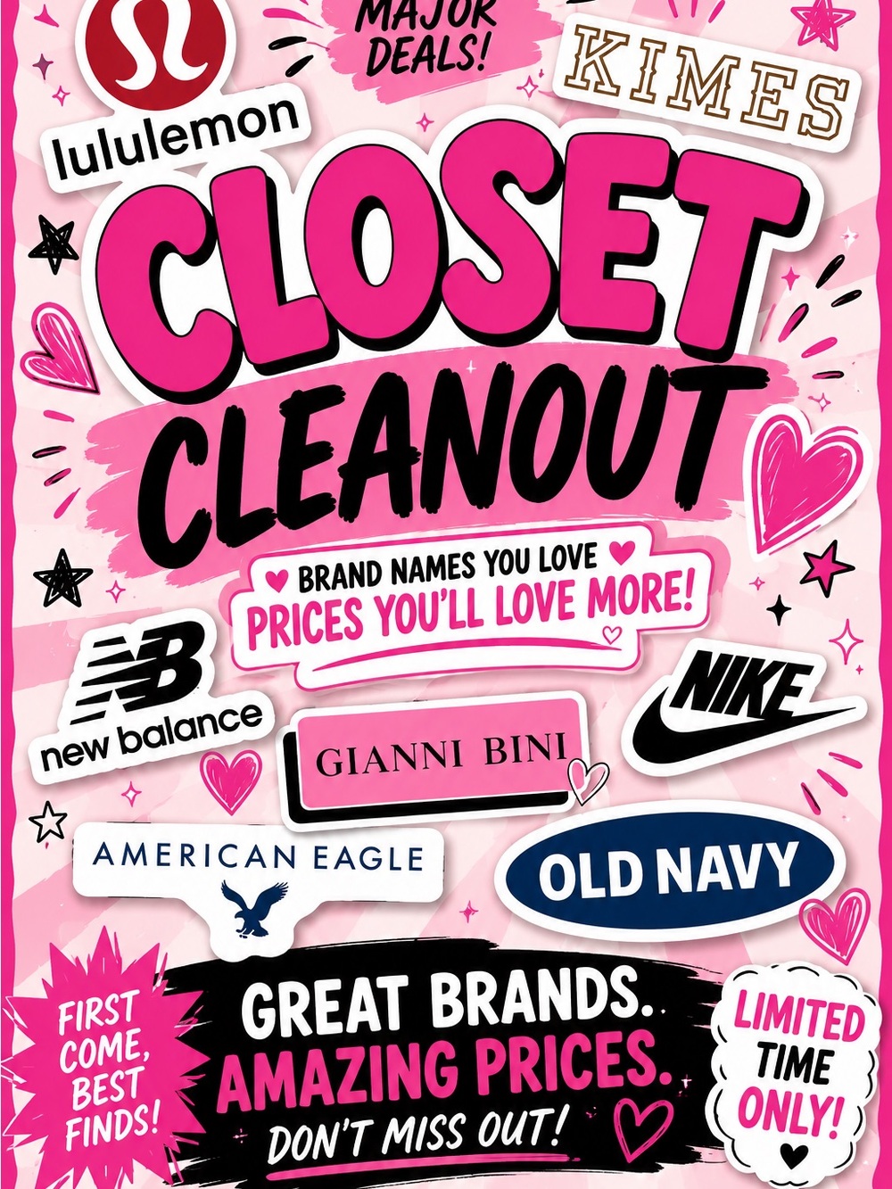 Closet Cleanout Graphic Poster Pink Logo Collage
